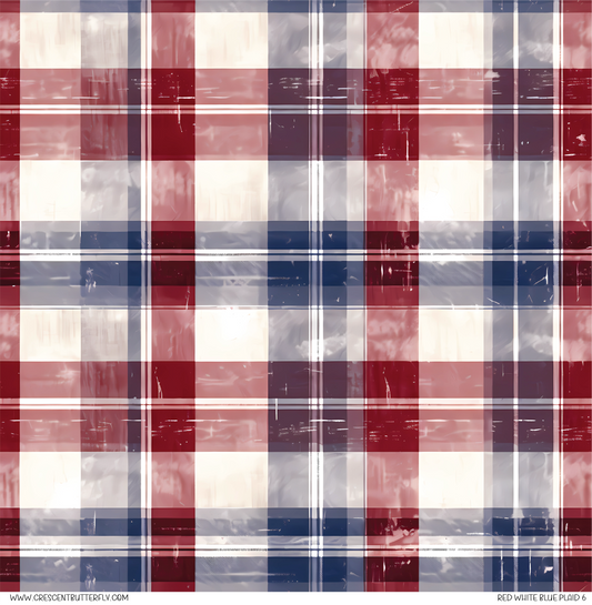 Red White Blue Plaid 6 Pattern Vinyl Sheet/Wrap