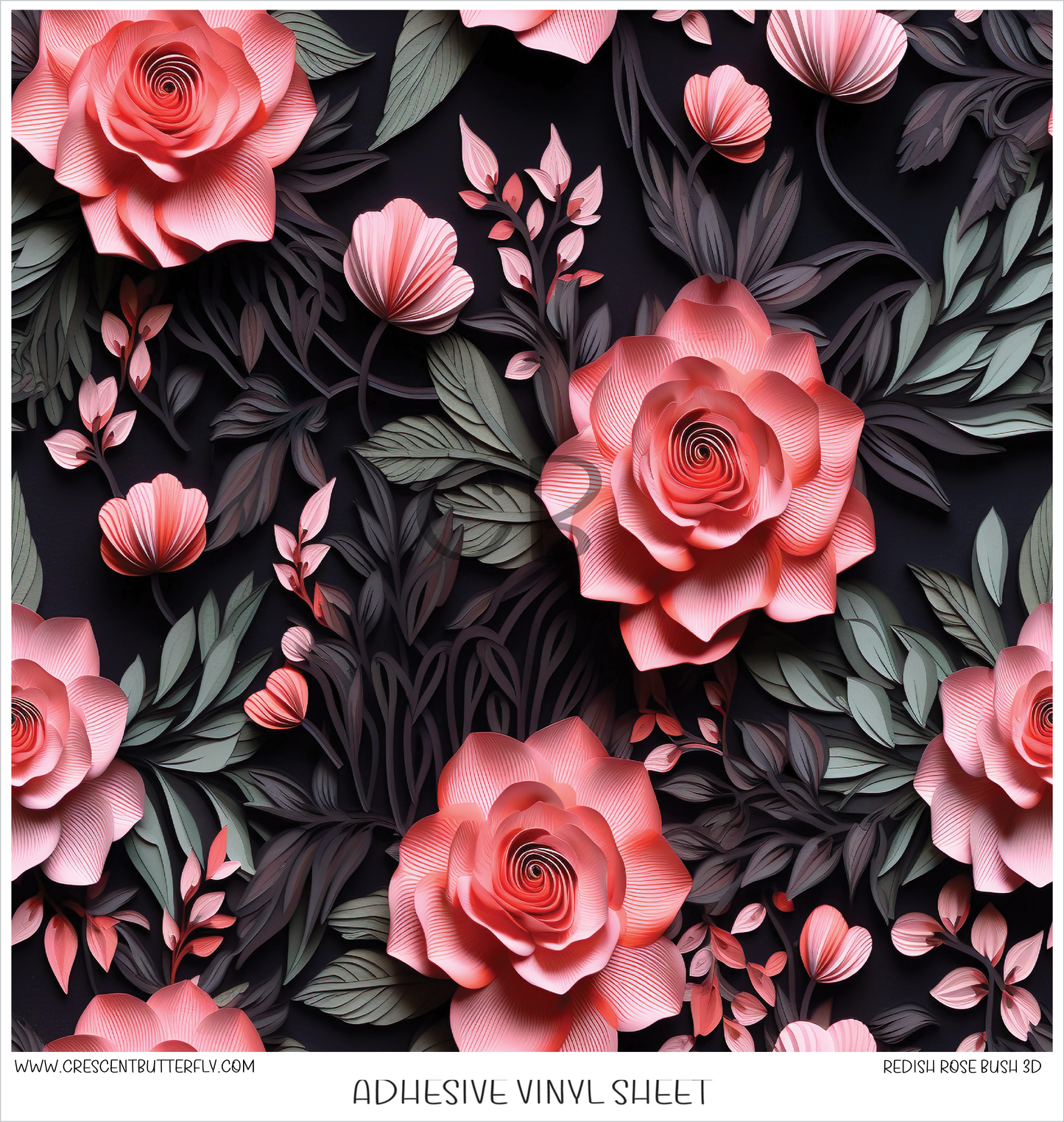 Reddish Rose Bush 3D Printed Vinyl Sheet