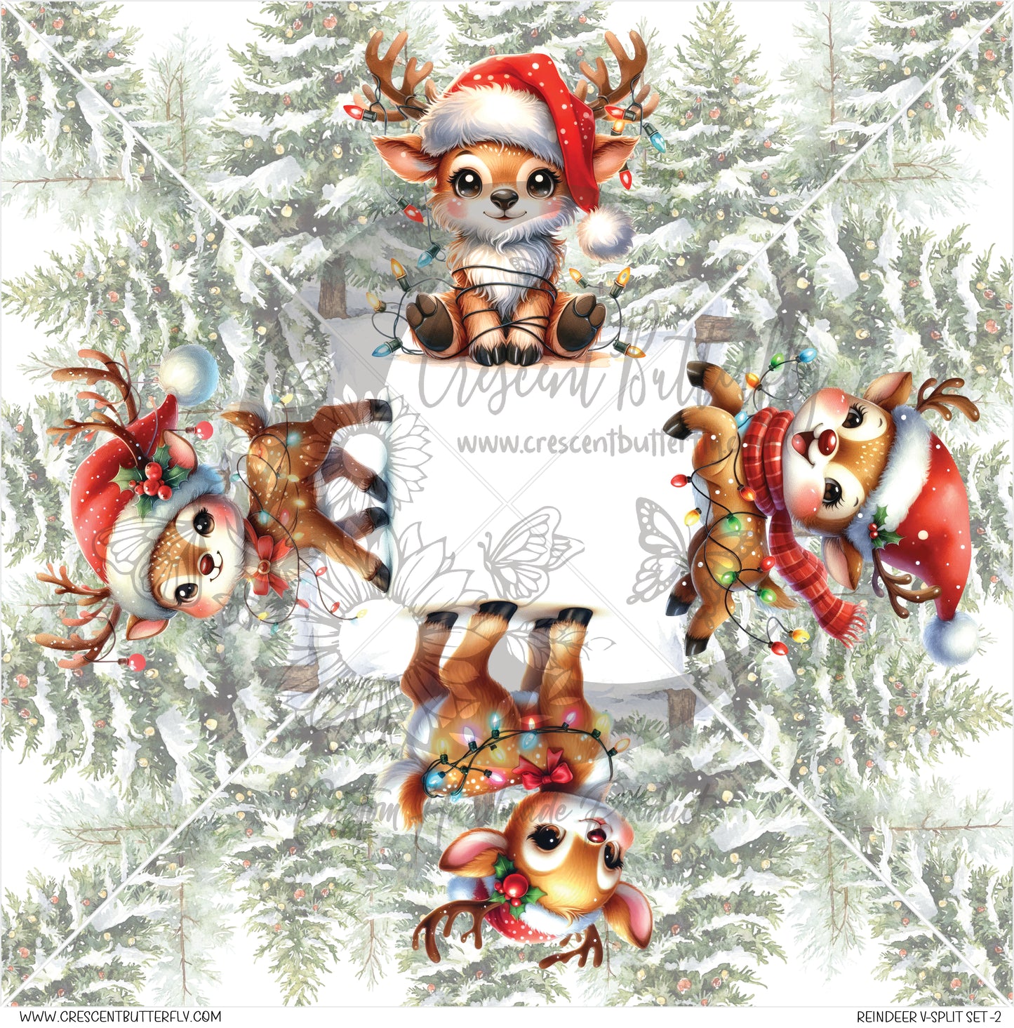 Reindeer V-Split Set-2 Printed Vinyl Sheet/Wrap