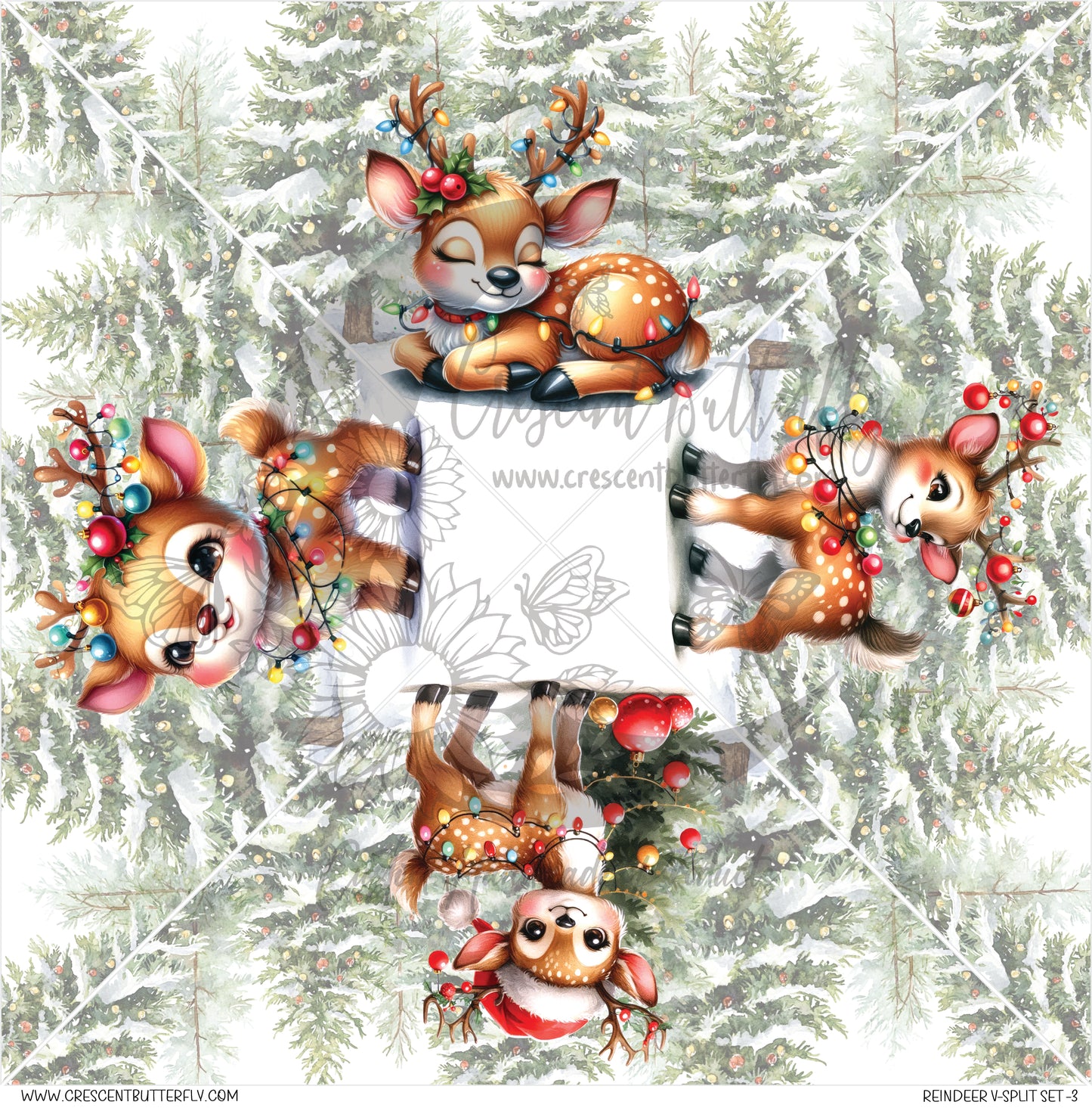 Reindeer V-Split Set-3 Printed Vinyl Sheet/Wrap