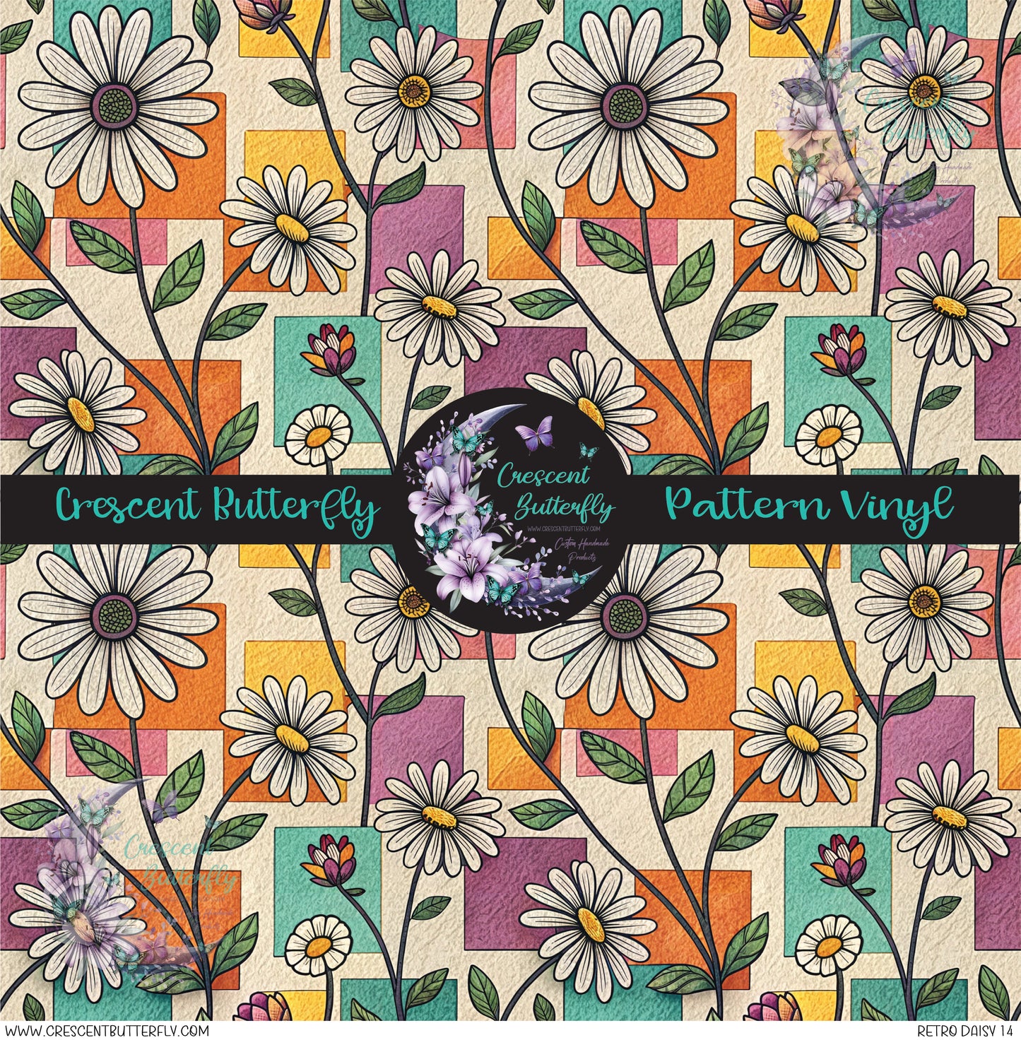 Retro Daisy 14 Printed Vinyl Sheet/Wrap
