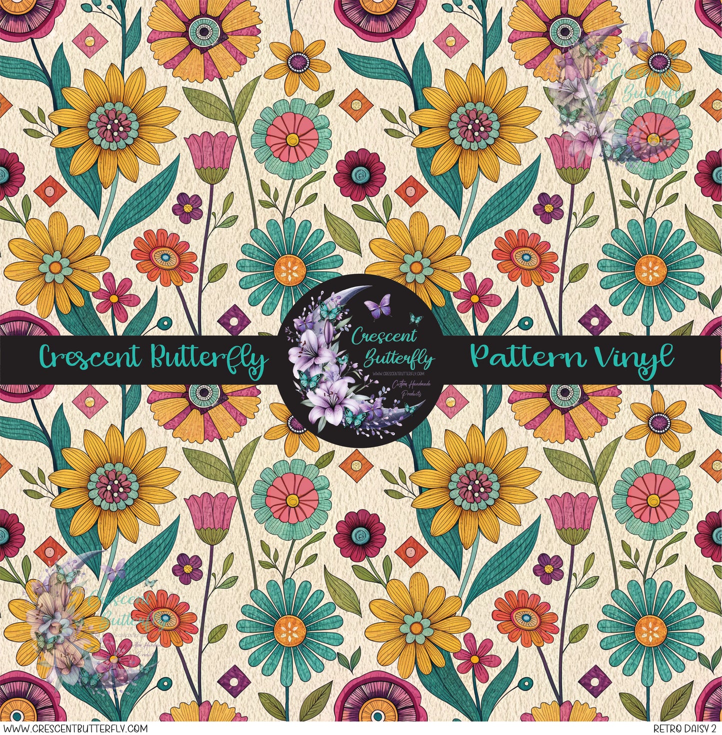 Retro Daisy 2 Printed Vinyl Sheet/Wrap