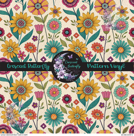 Retro Daisy 2 Printed Vinyl Sheet/Wrap
