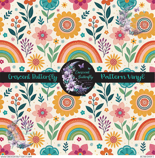 Retro Daisy 5 Printed Vinyl Sheet/Wrap