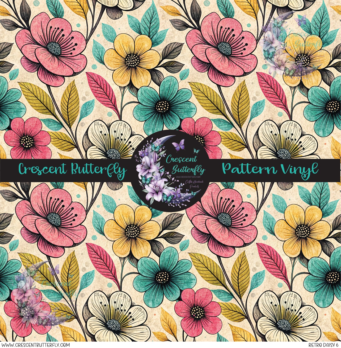 Retro Daisy 6 Printed Vinyl Sheet/Wrap