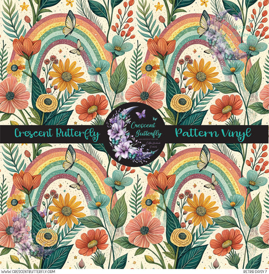 Retro Daisy 7 Printed Vinyl Sheet/Wrap