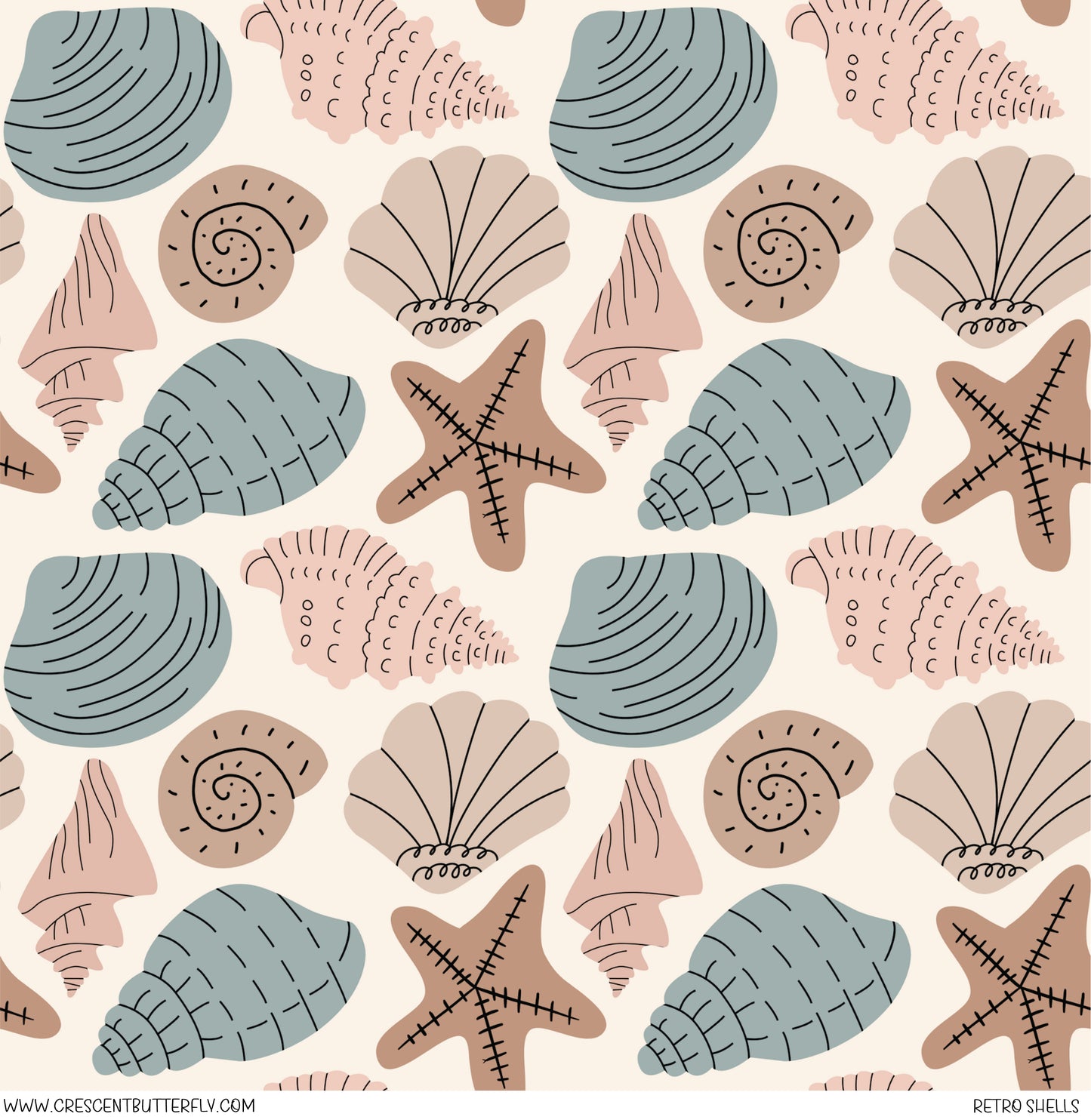 Retro Shells Printed Vinyl Sheet/Wrap