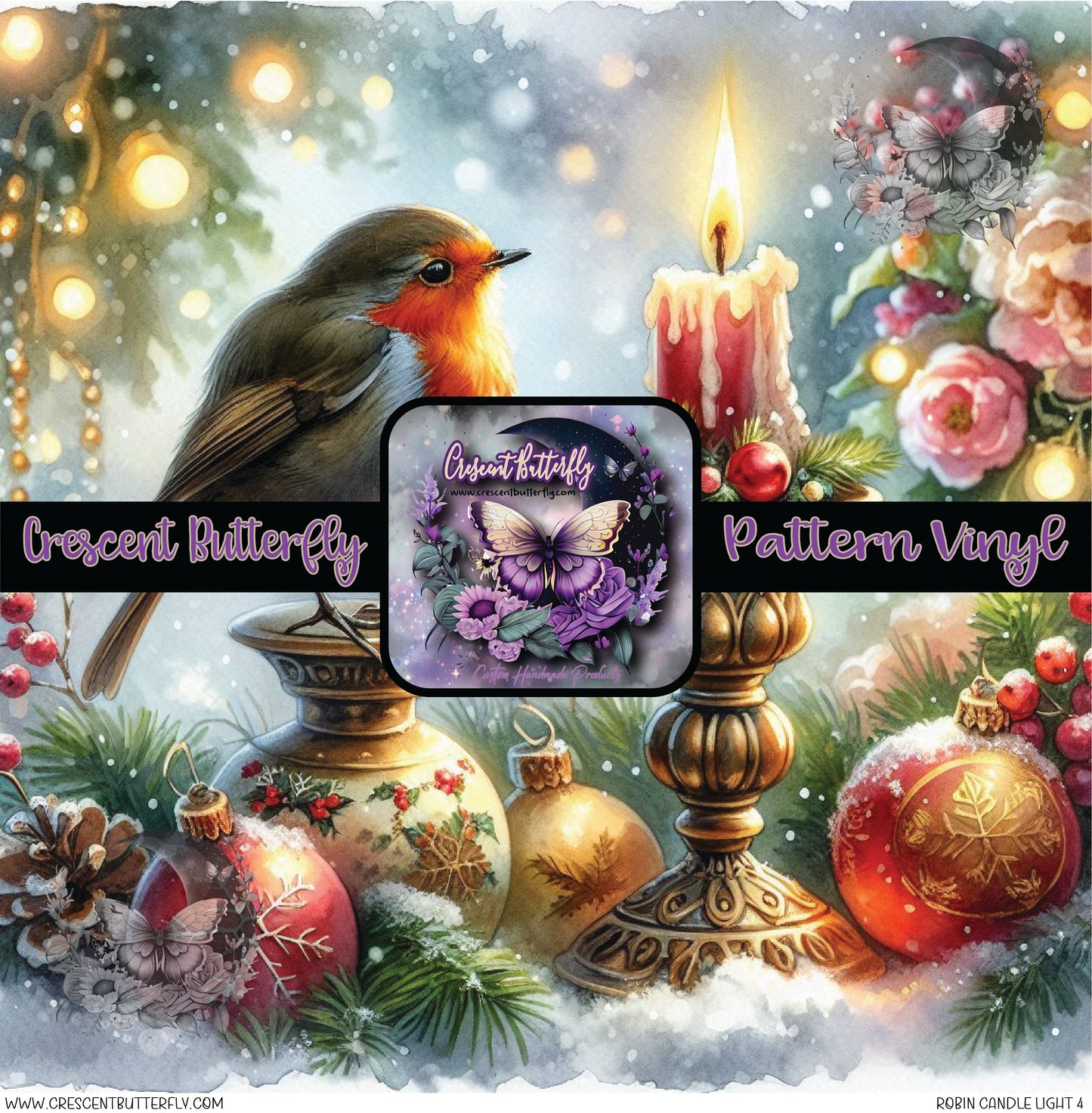 Robin Candle Light 4 Printed Vinyl Sheet/Wrap