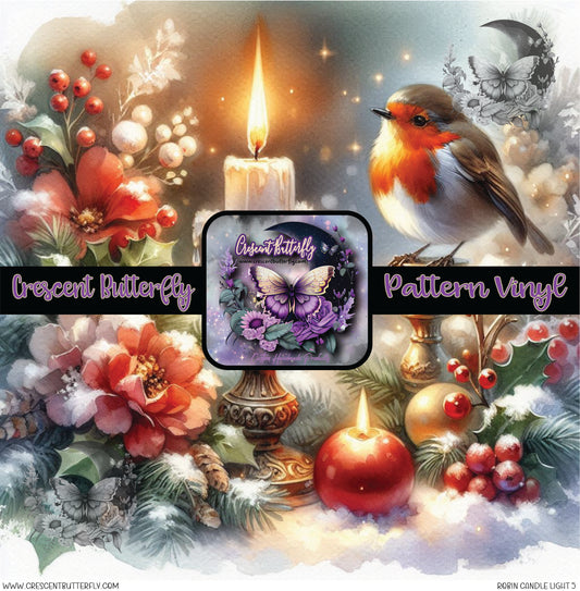 Robin Candle Light 5 Printed Vinyl Sheet/Wrap
