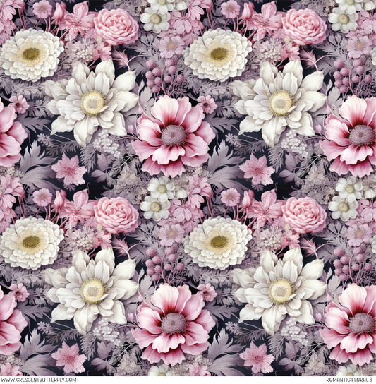 Romantic Floral 3 Pattern Vinyl Sheet/Wrap