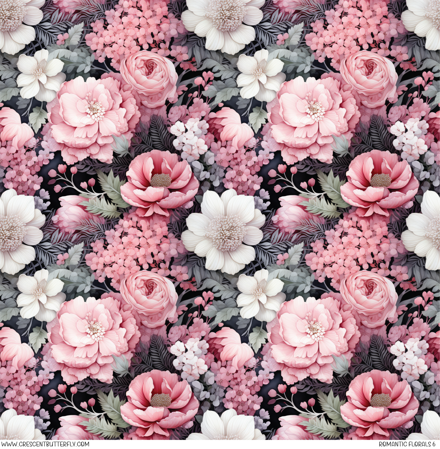 Romantic Florals 6 Printed Vinyl Sheet/Wrap