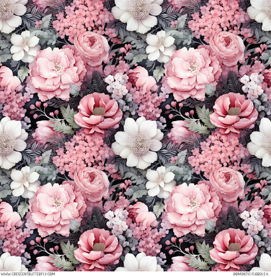 Romantic Florals 6 Printed Vinyl Sheet/Wrap