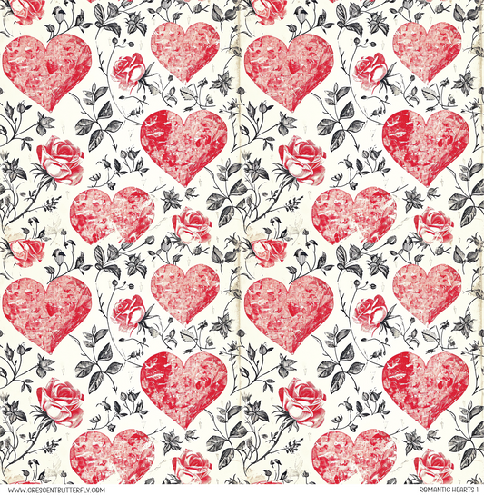 Romantic Hearts 1 Pattern Vinyl Sheet/Wrap