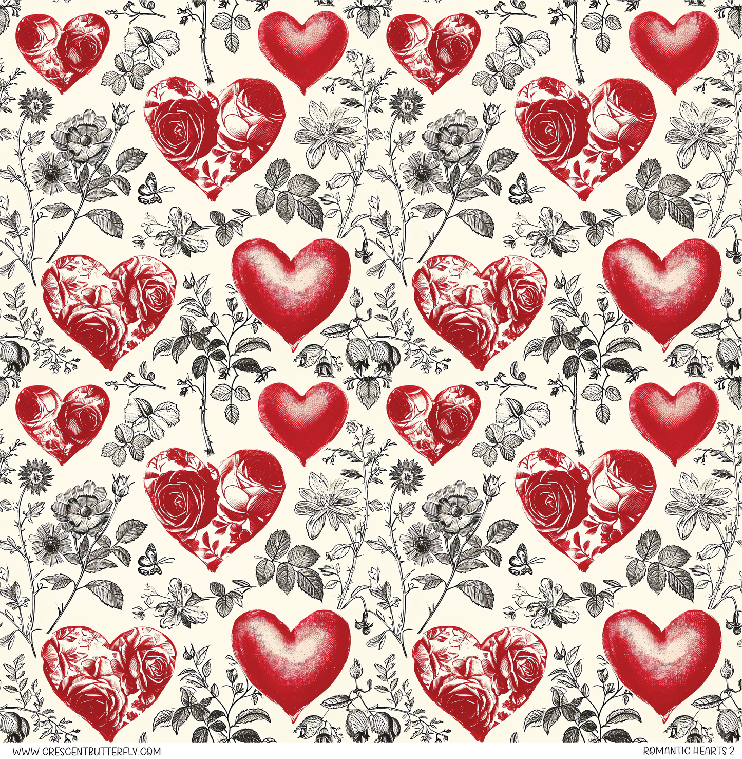 Romantic Hearts 2 Pattern Vinyl Sheet/Wrap