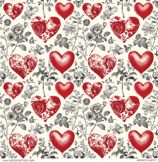 Romantic Hearts 2 Pattern Vinyl Sheet/Wrap