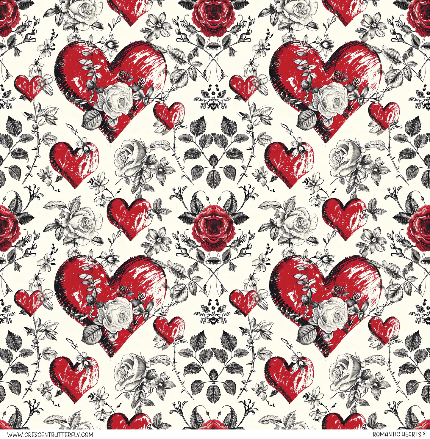 Romantic Hearts 3 Pattern Vinyl Sheet/Wrap