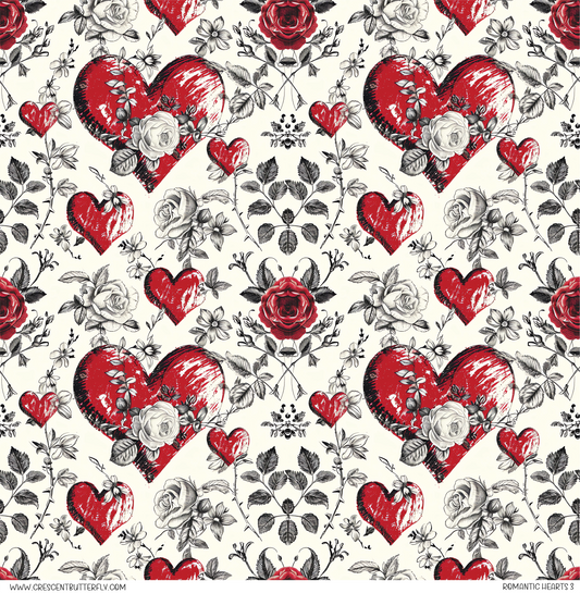 Romantic Hearts 3 Pattern Vinyl Sheet/Wrap