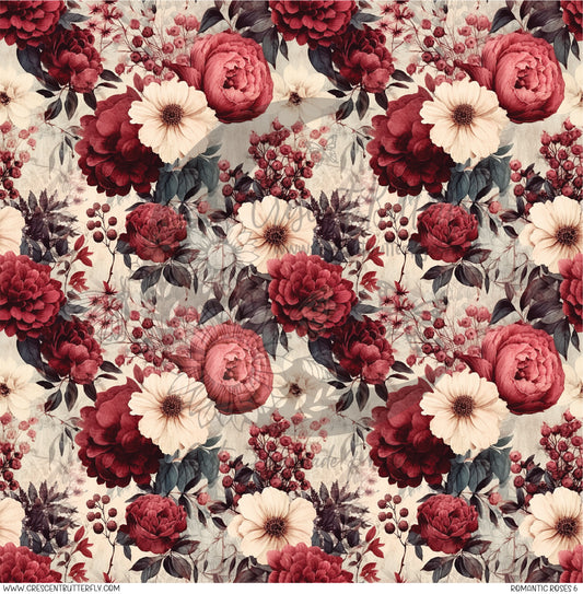 Romantic Roses 6 Printed Vinyl Sheet/Wrap