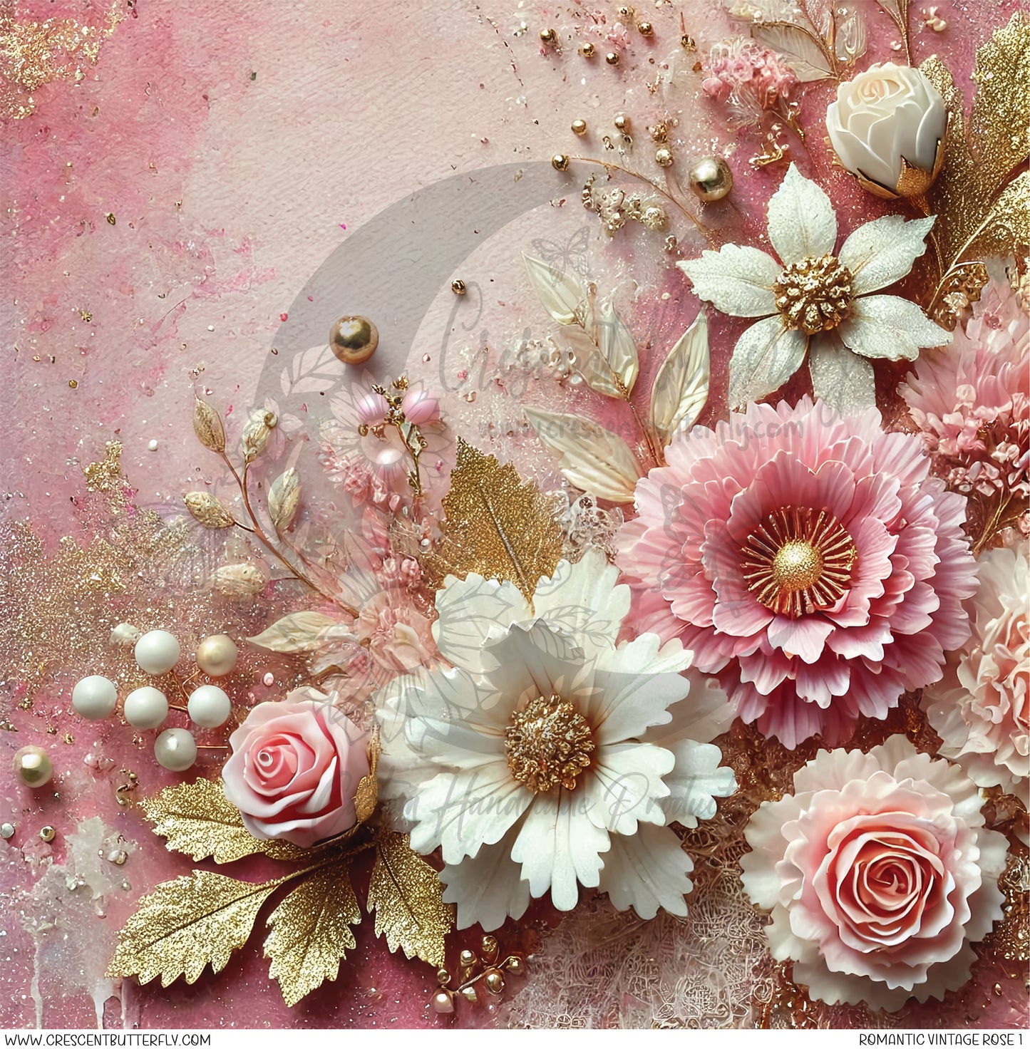 Romantic Vintage Rose 1 Printed Vinyl Sheet/Wrap