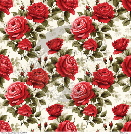 Roses Red 4 Printed Vinyl Sheet/Wrap