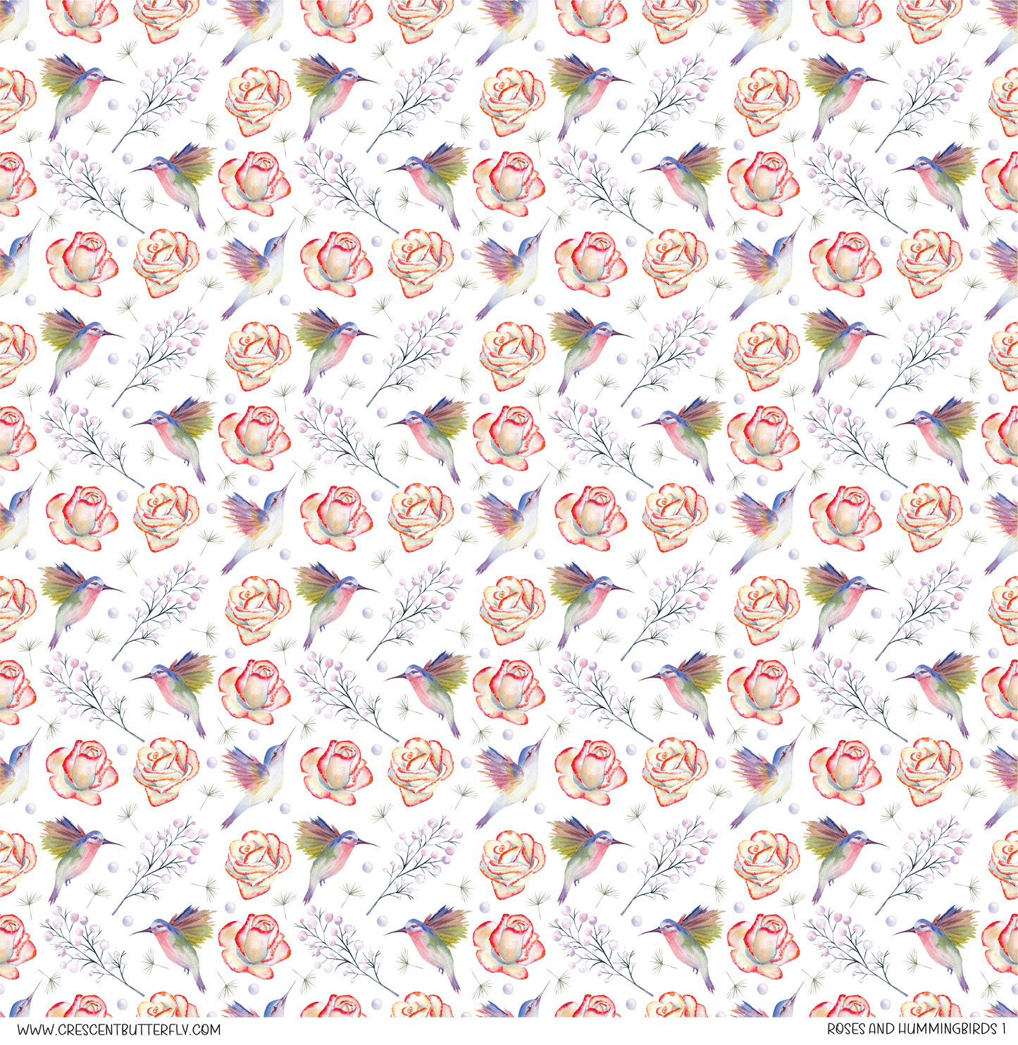 Roses and Hummingbirds 1 Pattern Vinyl Sheet/Wrap