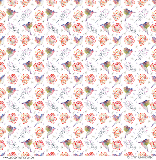 Roses and Hummingbirds 1 Pattern Vinyl Sheet/Wrap