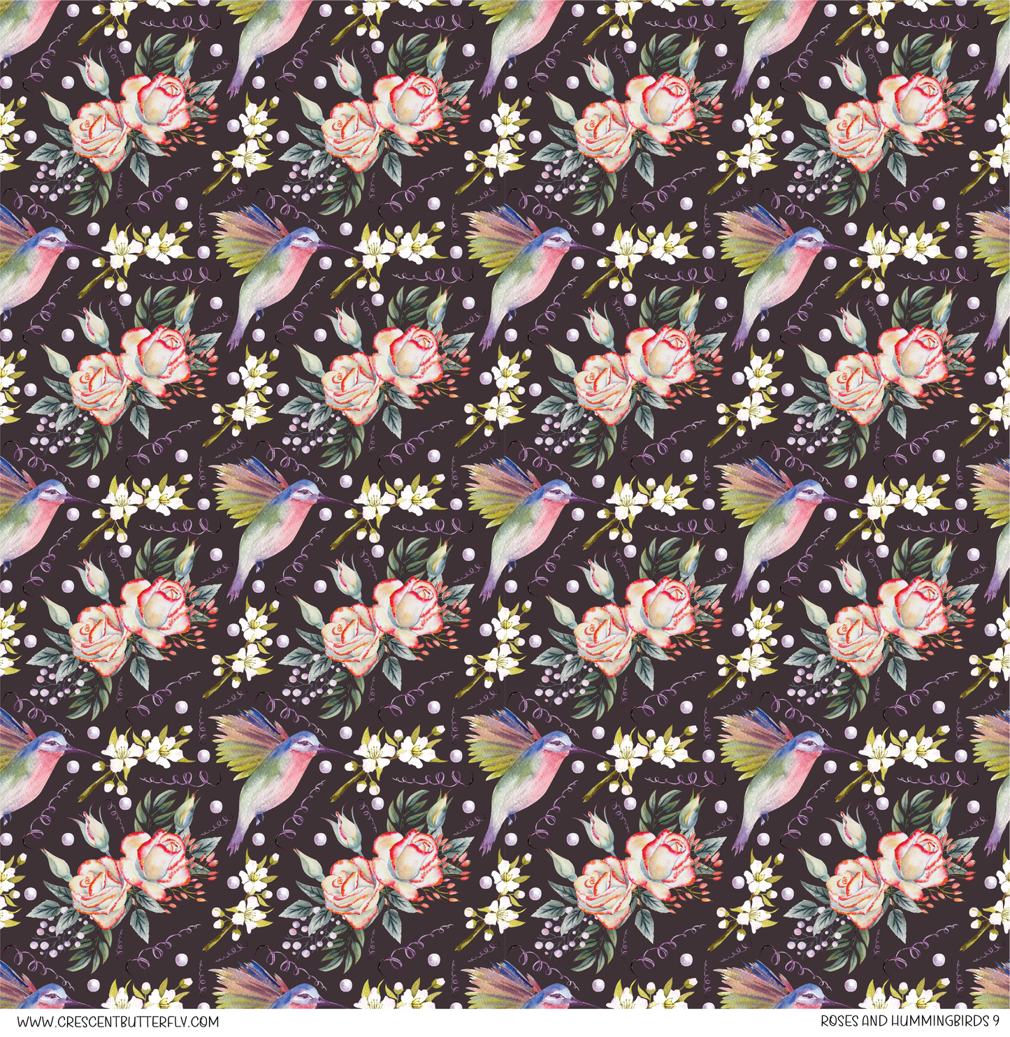 Roses and Hummingbirds 9 Pattern Vinyl Sheet/Wrap