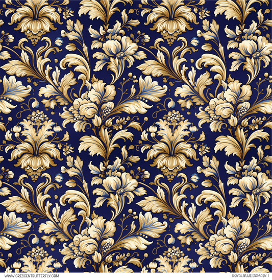 Royal Blue Damask 1 Pattern Vinyl Sheet/Wrap