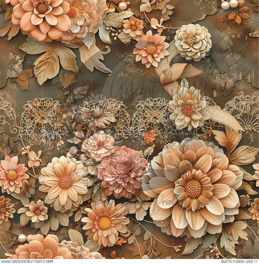 Rustic Floral Lace 11 Printed Vinyl Sheet/Wrap