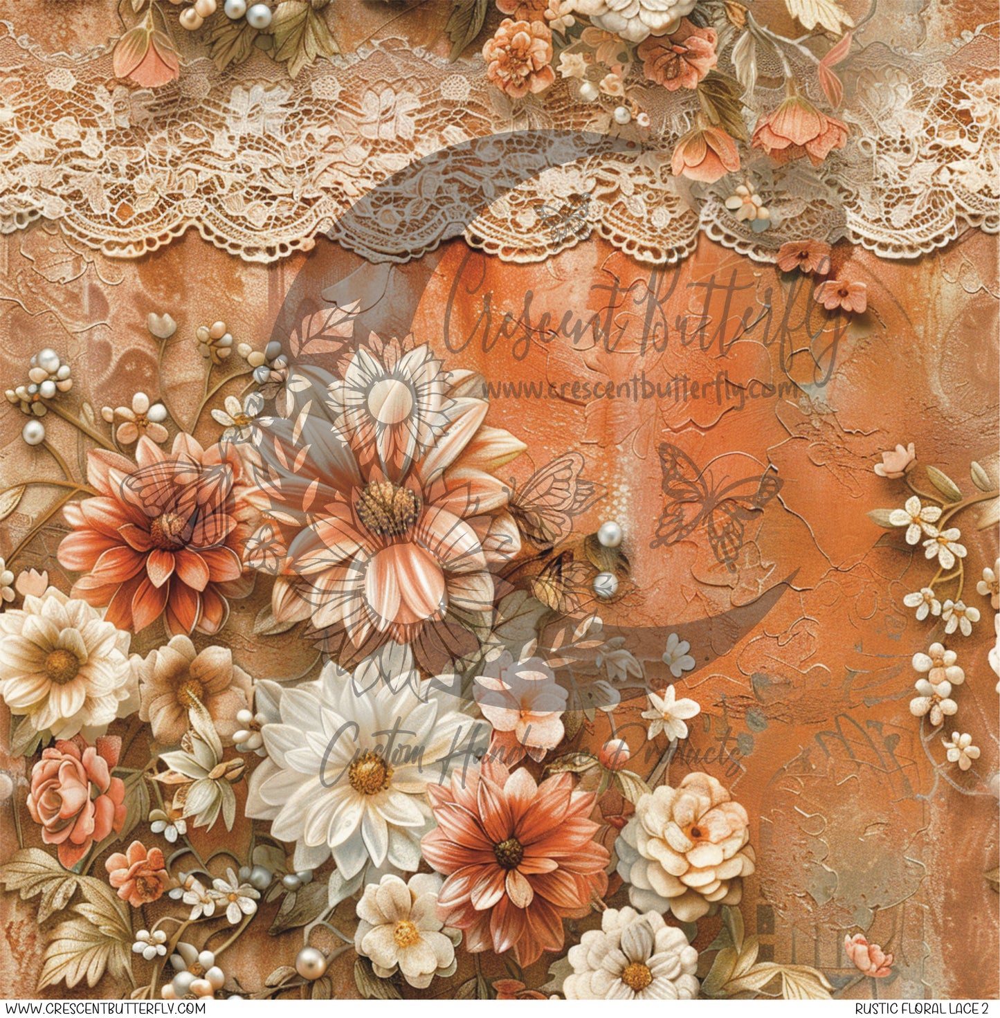 Rustic Floral Lace 2 Printed Vinyl Sheet/Wrap