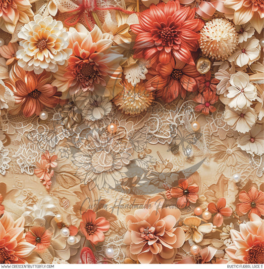 Rustic Floral Lace 3 Printed Vinyl Sheet/Wrap