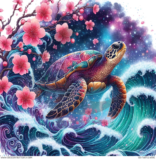 Sea Turtle Wave Printed Vinyl Sheet/Wrap
