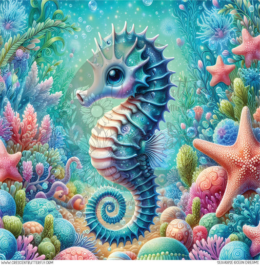 Seahorse Ocean Dreams Printed Vinyl Sheet/Wrap