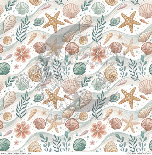 Seashells And Starfish 1 Printed Vinyl Sheet/Wrap