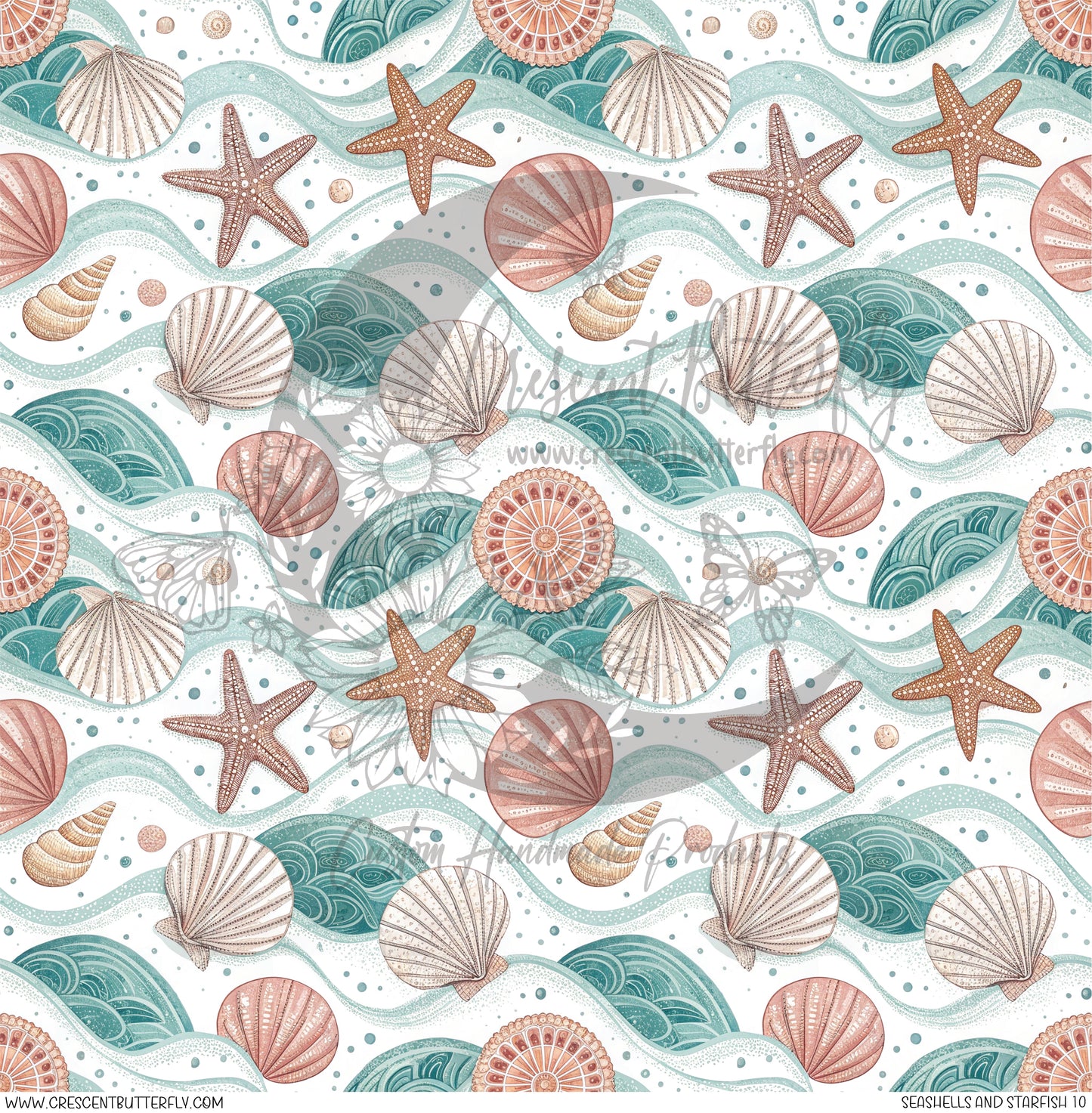 Seashells And Starfish 10 Printed Vinyl Sheet/Wrap