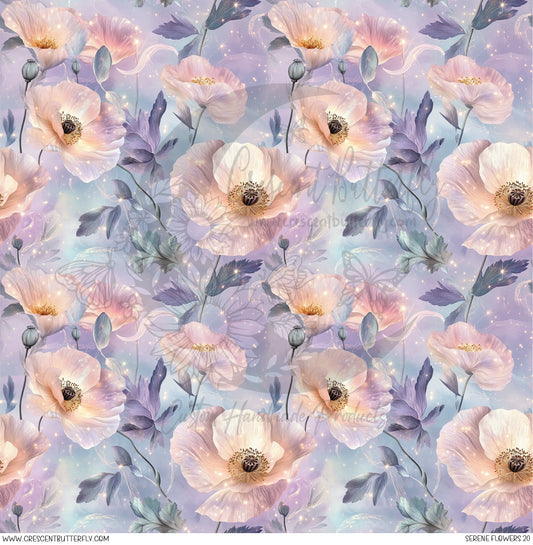Serene Flowers 20 Printed Vinyl Sheet/Wrap