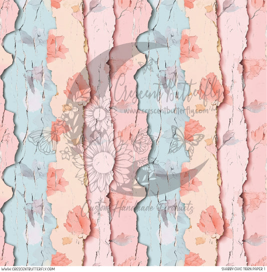 Shabby Chic Torn Paper 1 Printed Vinyl Sheet/Wrap