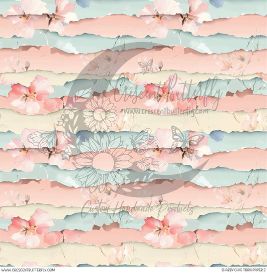Shabby Chic Torn Paper 2 Printed Vinyl Sheet/Wrap