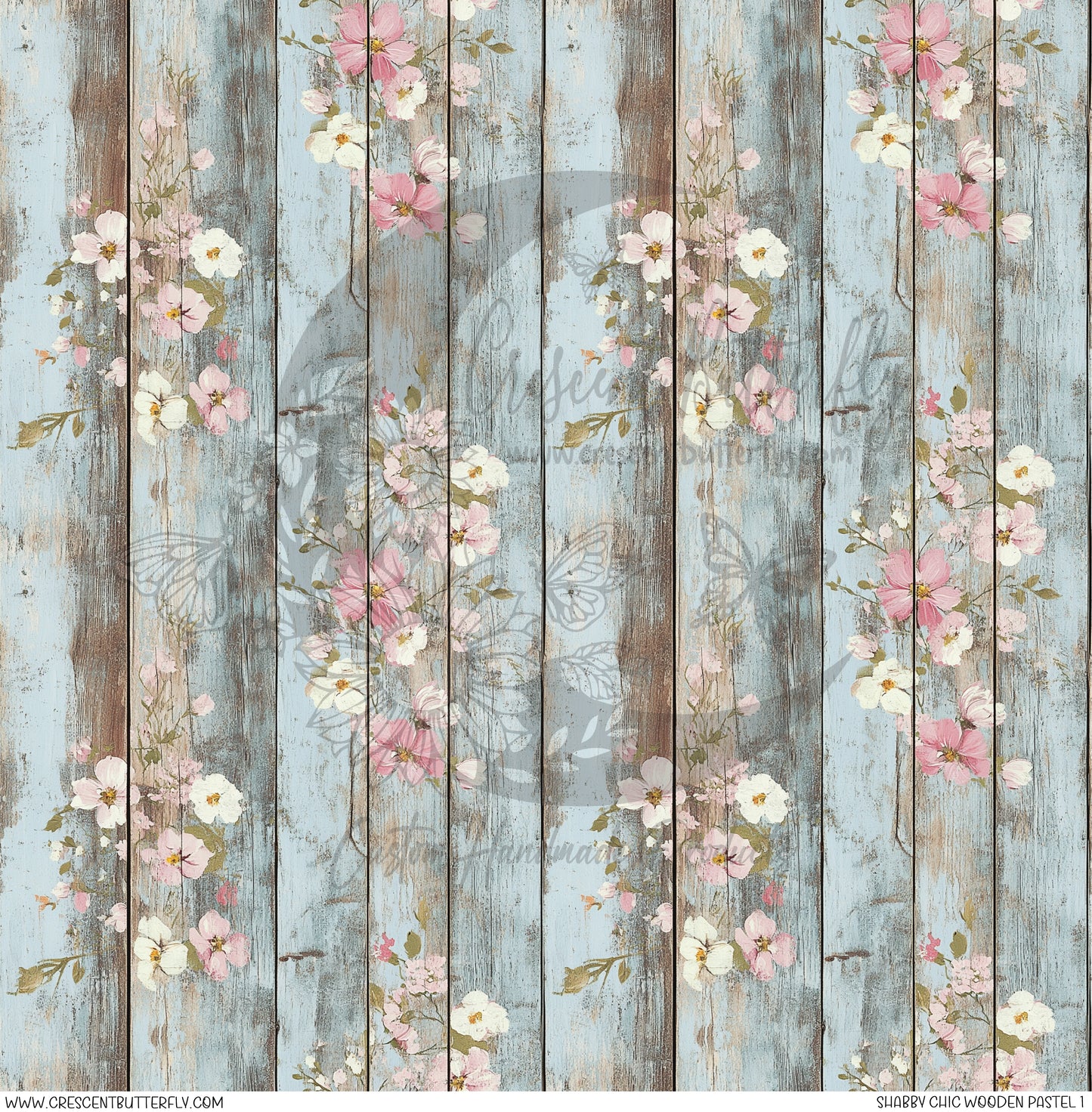 Shabby Chic Wooden Pastel 1 Printed Vinyl Sheet/Wrap