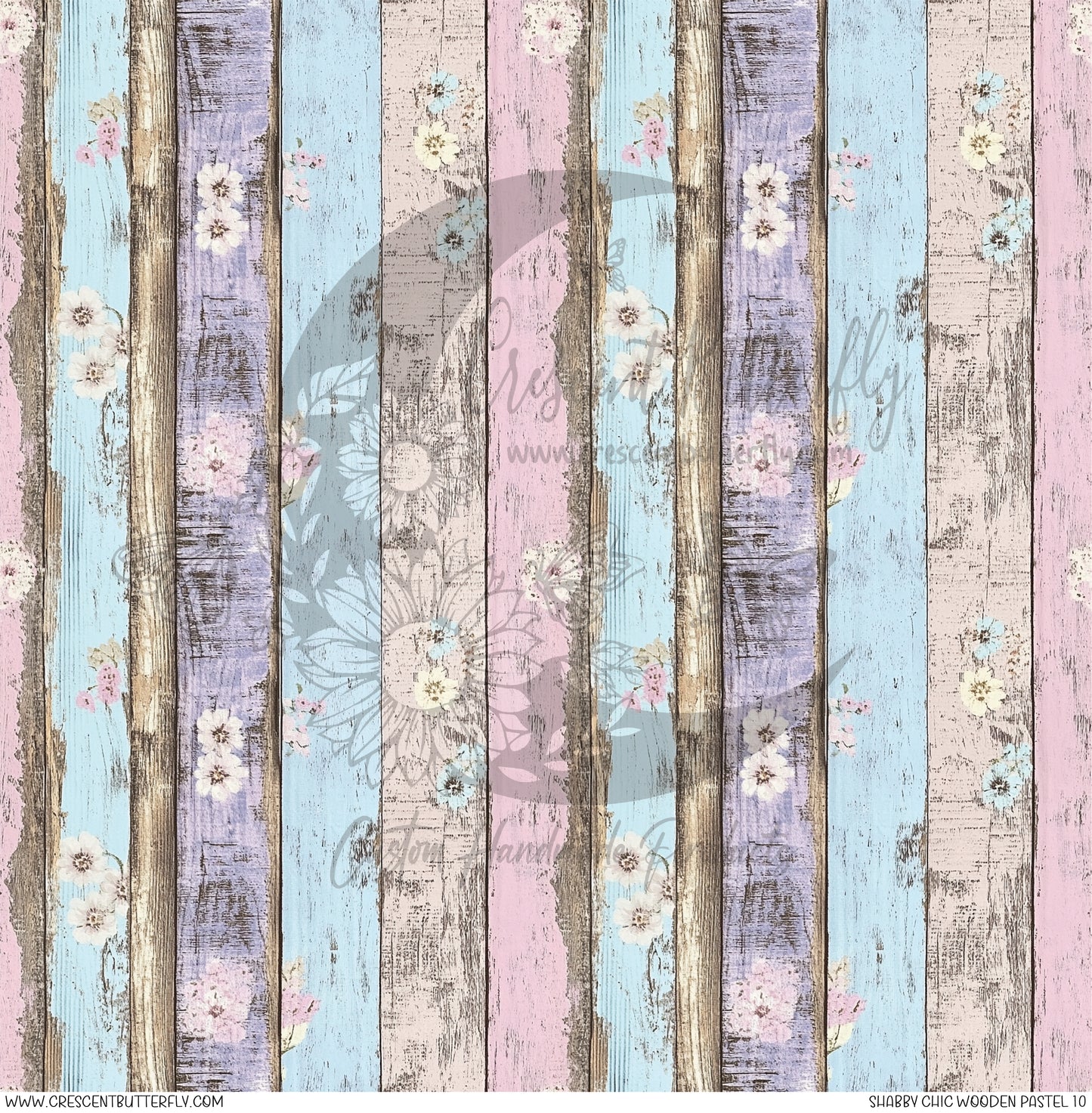 Shabby Chic Wooden Pastel 10 Printed Vinyl Sheet/Wrap