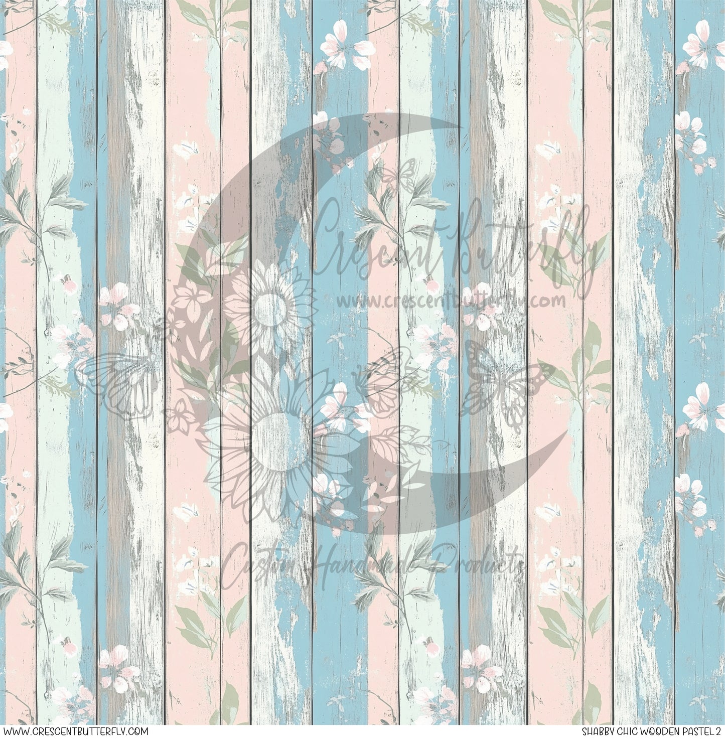 Shabby Chic Wooden Pastel 2 Printed Vinyl Sheet/Wrap