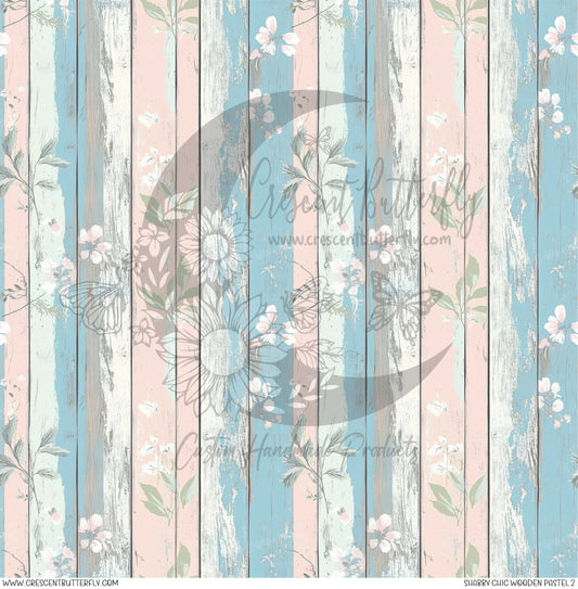 Shabby Chic Wooden Pastel 2 Printed Vinyl Sheet/Wrap