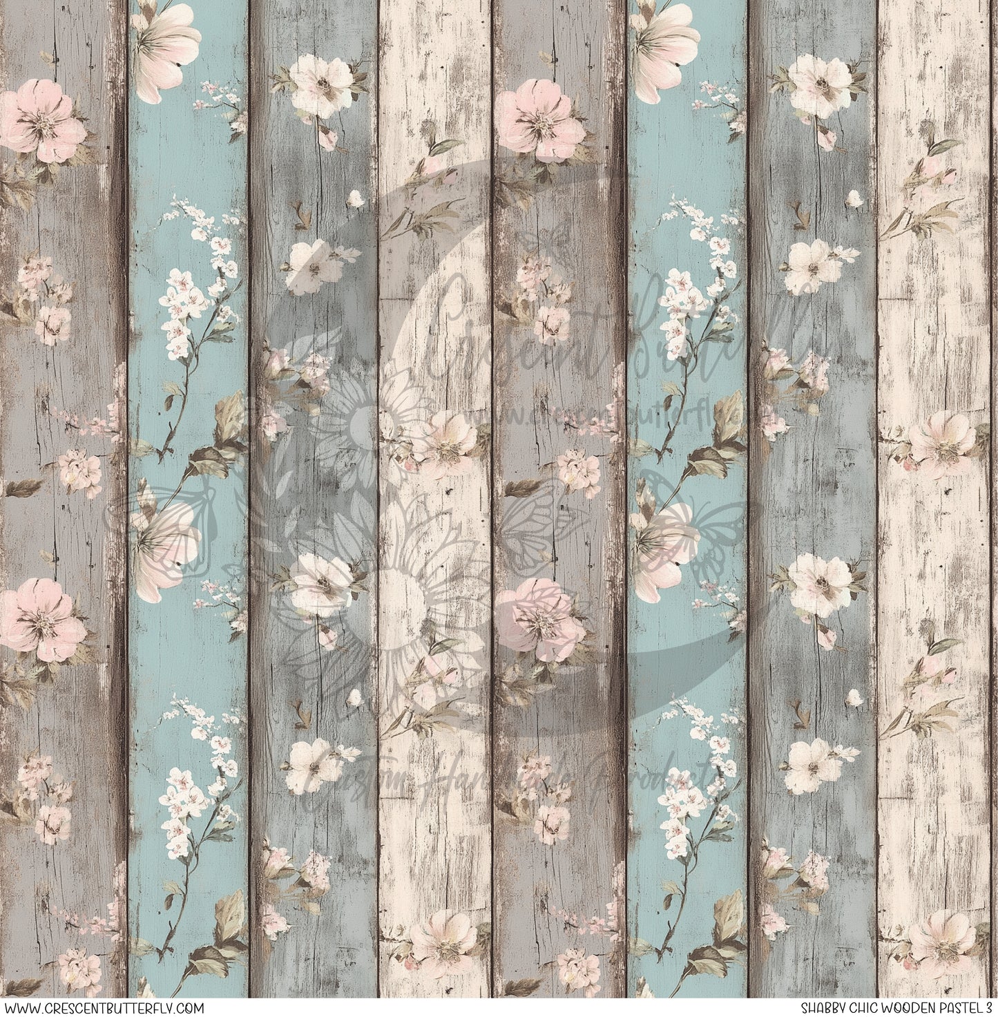 Shabby Chic Wooden Pastel 3 Printed Vinyl Sheet/Wrap