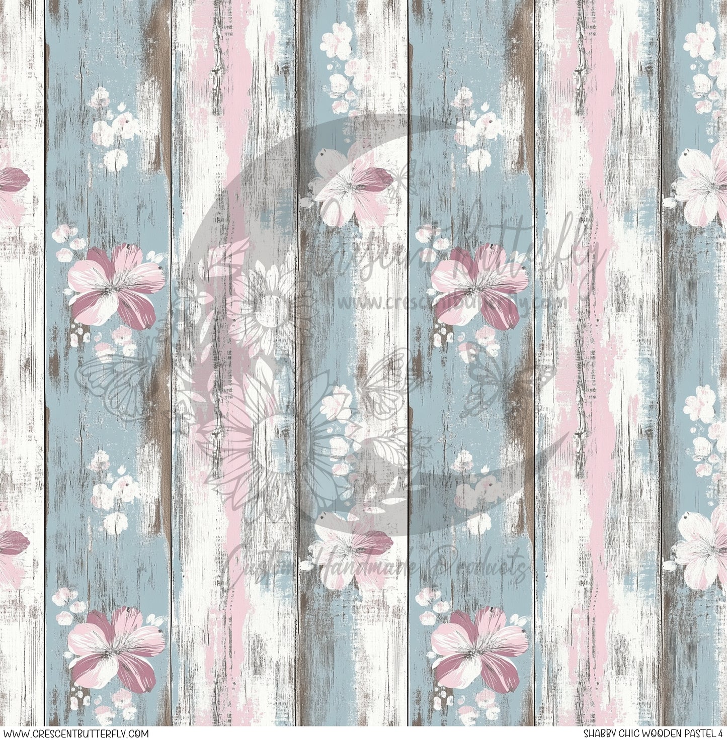 Shabby Chic Wooden Pastel 4 Printed Vinyl Sheet/Wrap