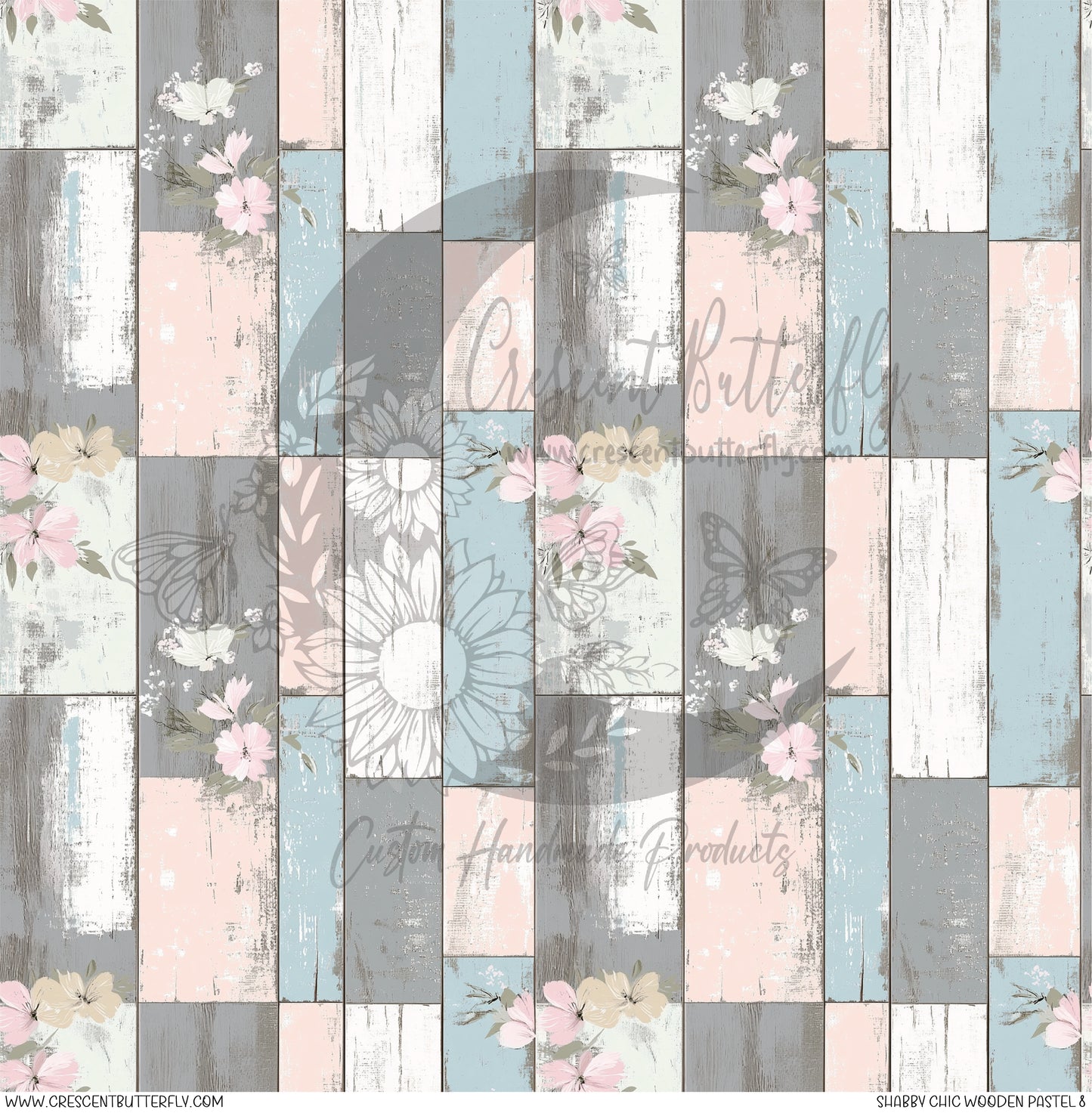 Shabby Chic Wooden Pastel 8 Printed Vinyl Sheet/Wrap