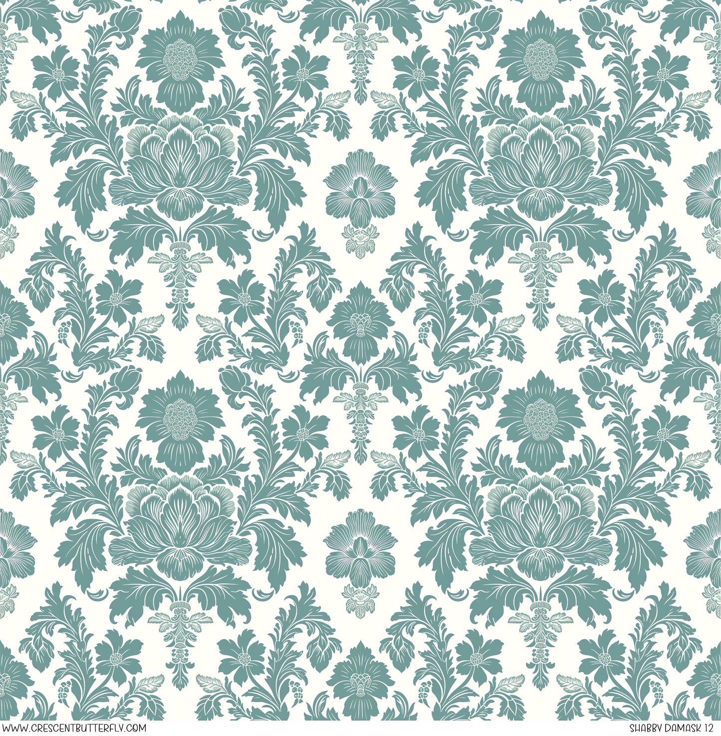 Shabby Damask 12 Pattern Vinyl Sheet/Wrap