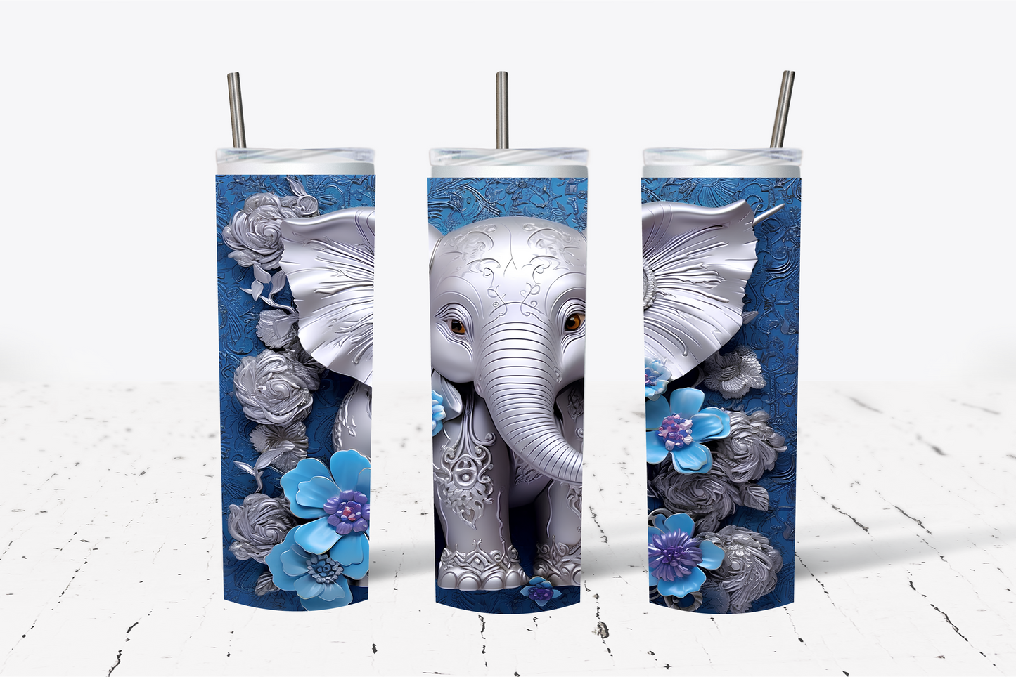 Silver Elephant- Sublimation Tumbler Wrap Print