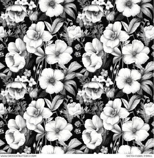 Sketch Floral 3 Small Pattern Vinyl Sheet/Wrap