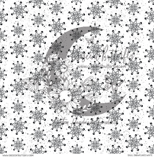 Skull Snowflakes White Printed Vinyl Sheet/Wrap