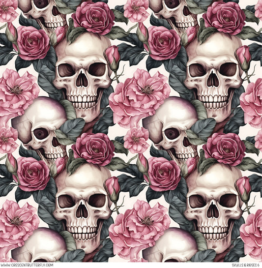 Skulls and Roses 6 Printed Vinyl Sheet/Wrap